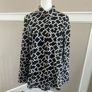 Michael Kors Geo print, long sleeve blouse.